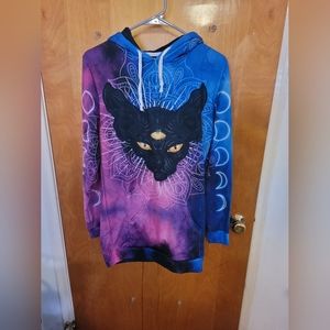 iEDM Hoodie Dress Size S, Space Pattern,  Sphinx Cat